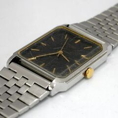 動作品 SEIKO オールドクオーツ 7431-5380 ブラックダイヤル レキュタングラー ニッケルアロイ 3針 25年2月電池交換 札幌市 清田区 平岡の画像