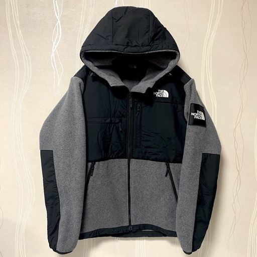 ノースフェイス M フルジップ フリース デナリフーディ グレー ブラック 刺繍