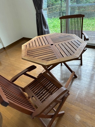 折り畳み8角形ガーデンテーブル自宅内保管 (sato24) うるまの