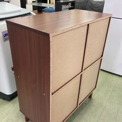 【リサイクルショップ　ピカソ　小松原】約80cm木目調 フラップチェスト 4ドアキャビネット ブラウン★5752★の画像