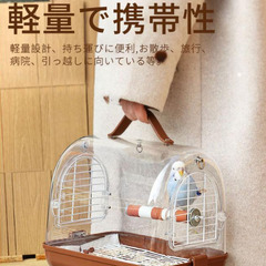【美品】旅行、通院などで活躍！透明で見やすい小鳥・小動物用キャリーバッグの画像
