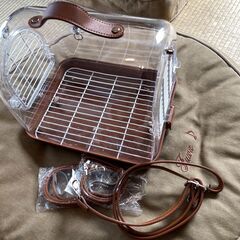 【美品】旅行、通院などで活躍！透明で見やすい小鳥・小動物用キャリーバッグの画像