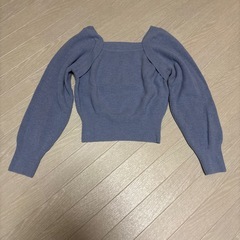 スクエアネック M相当 ニット レディース 水色 GO YOU ...