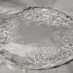 SOGA GLASS   CRYSTAL ROSE   バラ柄　特大皿　盛り皿の画像