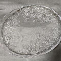 SOGA GLASS   CRYSTAL ROSE   バラ柄　特大皿　盛り皿の画像