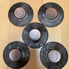 銅製透かし入り茶托5枚の画像