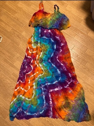 100% Handmade psydyeタイダイキャミソールロングワンピース新品