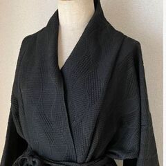 着物リメイク　ロング羽織　ブラックの画像