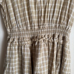 ①【MOUSSY】チェック柄 ベージュ 半袖 ロングワンピース　2の画像