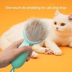 新品犬・猫用ブラシ ペット用ブラシ　 スカイブルー　猫の足型　お手入れブラシの画像