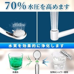 【新品】シャワーヘッド 塩素除去と増圧 高水圧シャワーヘッド 節水 水質浄化 極細水流の画像