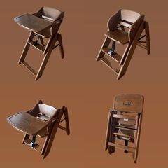 木製ハイローチェアの画像