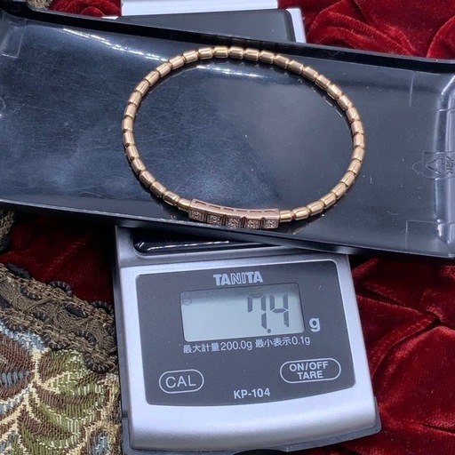 K18 ピンクゴールド　伸縮　ブレスレット　ダイヤ　0.1ct 7.4g