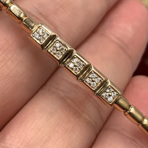 K18 ピンクゴールド　伸縮　ブレスレット　ダイヤ　0.1ct 7.4g