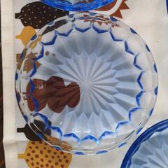 【値下げ！】超美品✨昭和レトロ♪ 青いガラスの盛皿＆小皿のセットの画像