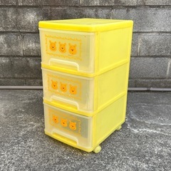 プーさん　3段収納　レトロカラーボックス　キャスター付き引き出し