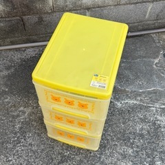 プーさん　3段収納　レトロカラーボックス　キャスター付き引き出しの画像