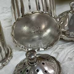 【洋白銀】(5点セット) 　テーブルマナー / クリーマー / シュガーポット / 調味料入れ / ナプキンスタンド ■Ａ-1557の画像