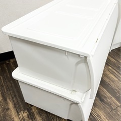 ①【中古品】NITORI ニトリ 収納ケース Nフラッテ ワイドタイプ 本体+フタセット ホワイト×ホワイト 軽量 オシャレ 衣類収納 生活家具の画像