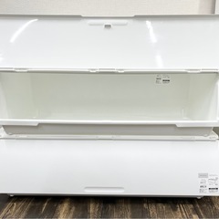 ①【中古品】NITORI ニトリ 収納ケース Nフラッテ ワイドタイプ 本体+フタセット ホワイト×ホワイト 軽量 オシャレ 衣類収納 生活家具の画像
