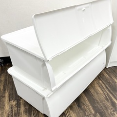 ①【中古品】NITORI ニトリ 収納ケース Nフラッテ ワイドタイプ 本体+フタセット ホワイト×ホワイト 軽量 オシャレ 衣類収納 生活家具の画像