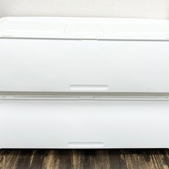②【中古品】NITORI ニトリ 収納ケース Nフラッテ ワイドタイプ 本体+フタセット ホワイト×ホワイト 軽量 オシャレ 衣類収納 生活家具の画像