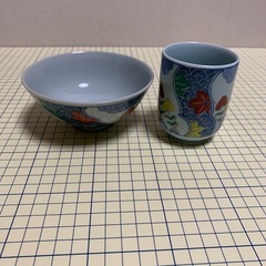 ①有田焼茶碗湯呑みセットの画像