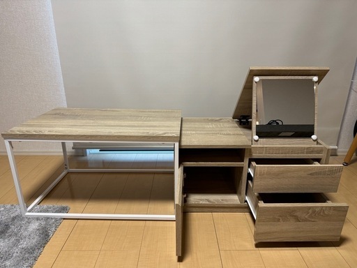 鏡付き  ローテーブル セット