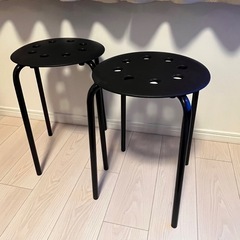 ※お取引中※【無料！0円】IKEA スツール2脚セット 椅子 チェア 黒の画像