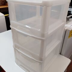 3段クリア収納ケース　サイズ（約）幅34×奥42×高63　　■近...