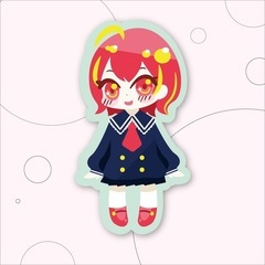 制服を着たミニキャラの女の子のステッカー