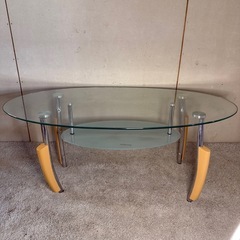 【288】楕円形ガラスセンターテーブル