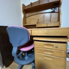 学習机、上棚、ワゴン、椅子、４点セット