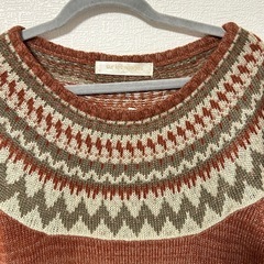 半袖 ノルディック柄かぎ編みニットの画像
