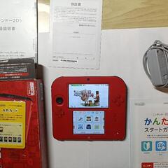 2ds レッド 充電器等付属品付き 内蔵ソフト3本ありの画像