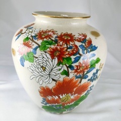 九谷栄山　花瓶　花柄　壺