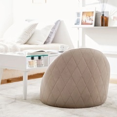 【LOWYA】1人掛けローソファ グレー 
座椅子 コンパクト ベルベット調の画像