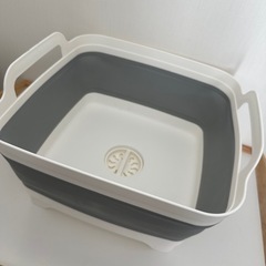 折りたたみ 水切り バケツ シリコン グレーの画像
