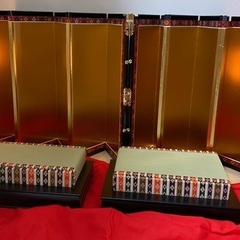 【売買済】【中古】ひな人形用お飾りセット（金屏風✖️2、ぼんぼり...