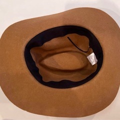 美品　ブラウン　ウール　フェルトハット　ハット　帽子　リボン　レディース　つば広の画像