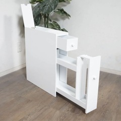 【新品・未使用】　収納 棚 トイレ ラック 木製 扉付き サニタ...