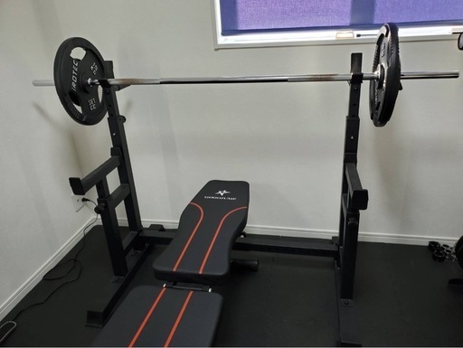 ベンチプレスセット（バーベルラック、バーベル、ベンチ）