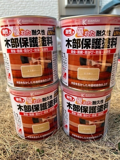 木部　保護塗料　4缶新品　　DIYにどうでしょうか？