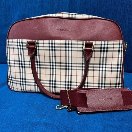 チェック柄レザーボストンバッグ Burberry バーバリー
