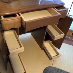 三面鏡　ドレッサー　照明付き　レトロ　木製の画像