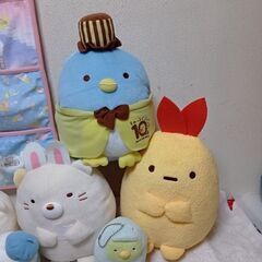 本日受け渡し決定！　すみっコぐらし　ぬいぐるみウォールポケット＆ぬいぐるみ6個セットの画像