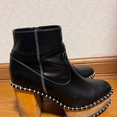 廃盤◎MOUSSY 黒 ショートブーツ　ヒール ウッドソール Mの画像