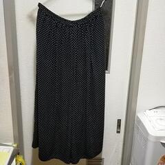 Koe  　ドット柄　黒　ロング丈スカート風パンツ