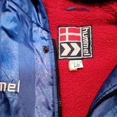 hummel ベンチコート 中綿ボア L-Oサイズ フード付き ブルー ロングサイズの画像