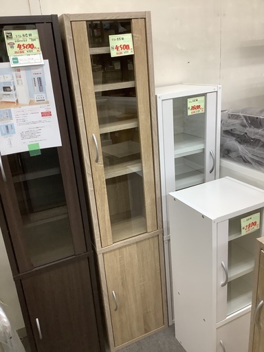 未使用 スリム 食器棚 木目調 管C250209DK (ベストバイ 静岡県袋井市)